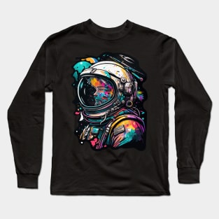 Astronaut in Space Colorful Vibrant Psychedelic Long Sleeve T-Shirt